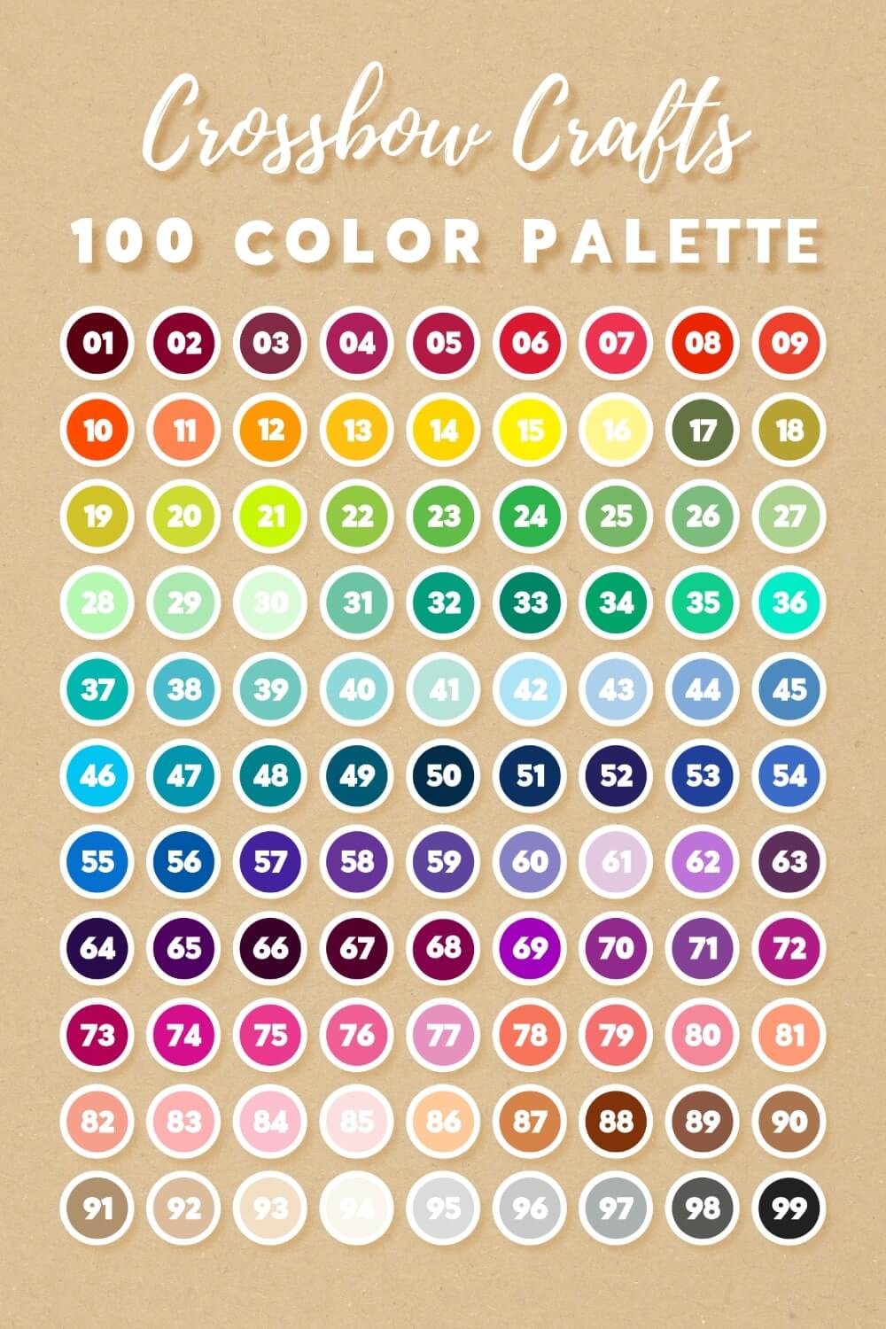 Free 100 color palette with hex codes