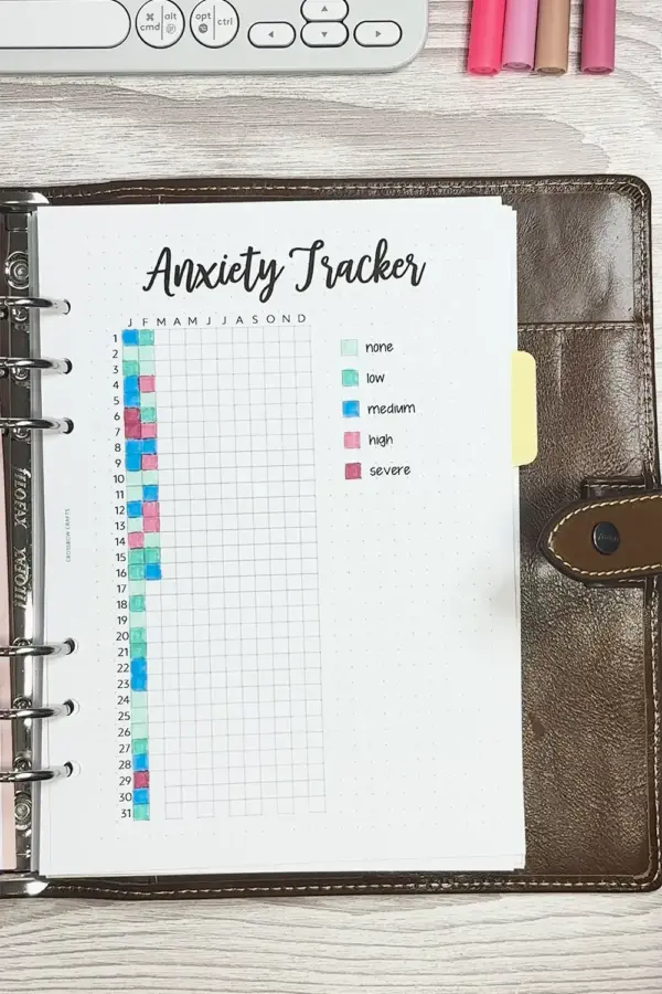 Free Anxiety Tracker Year In Pixels Printable Insert – #111