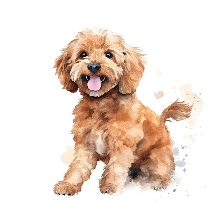Free clipart of a happy Cockapoo dog on a white background