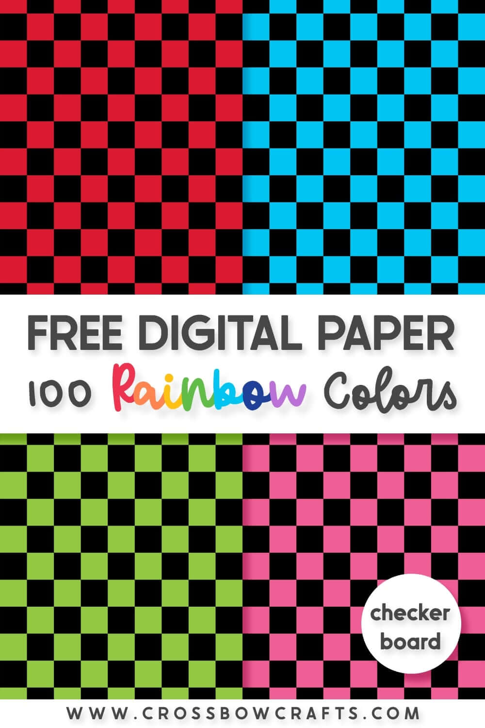 Free Small Black Checkerboard Digital Paper – 100 Rainbow Colors