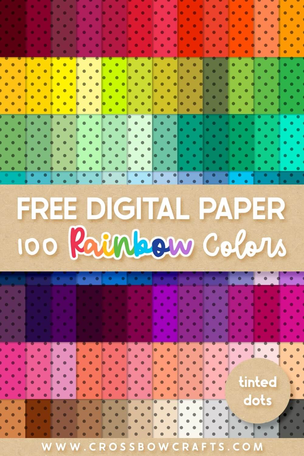 Pin graphic with text showing 100 pieces of free two-tone polka dot digital paper